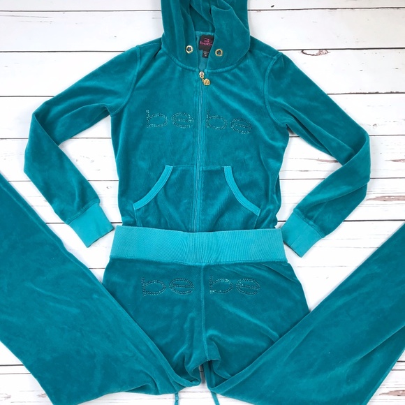 teal velour tracksuit